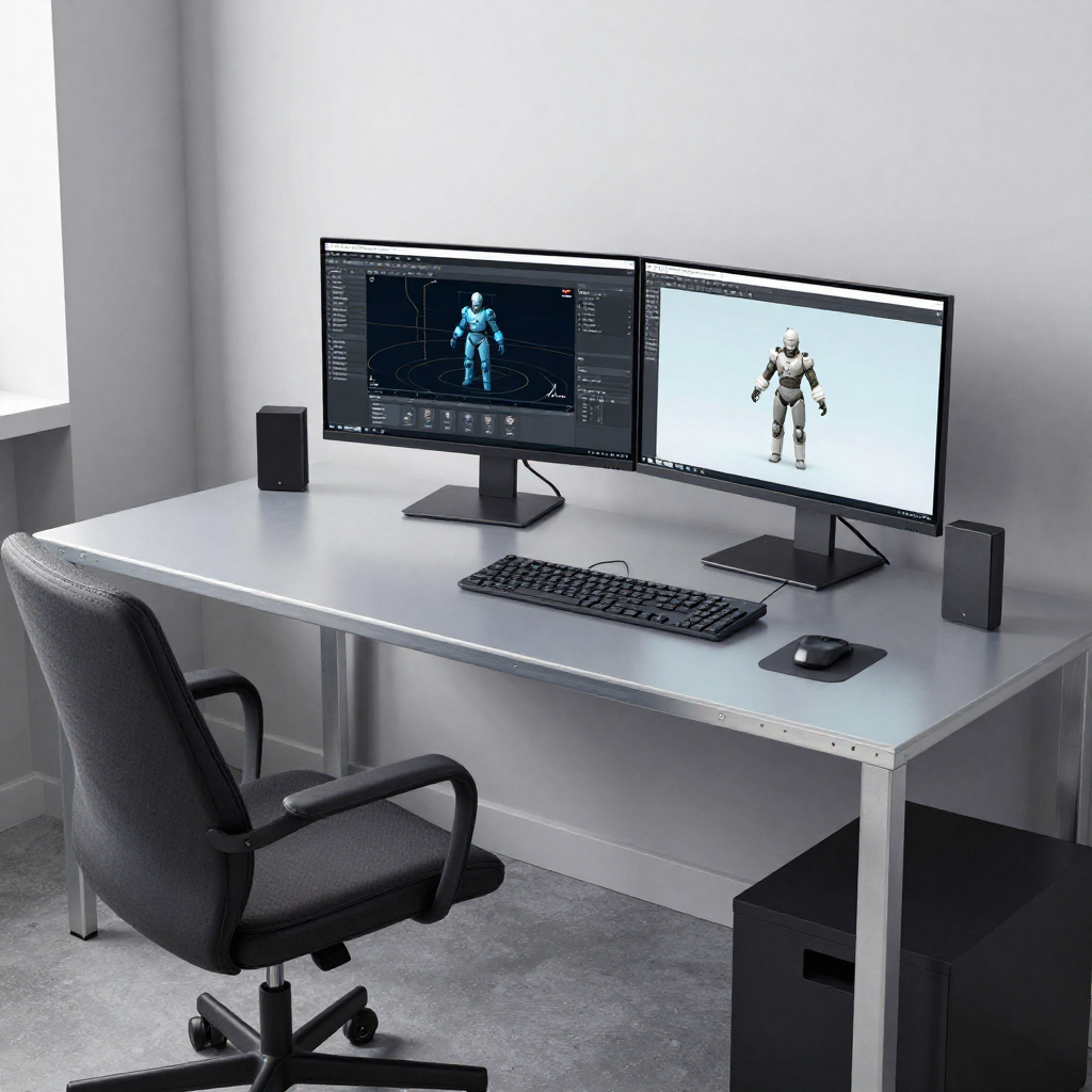 Professionele 3D modellering workspace met moderne tools